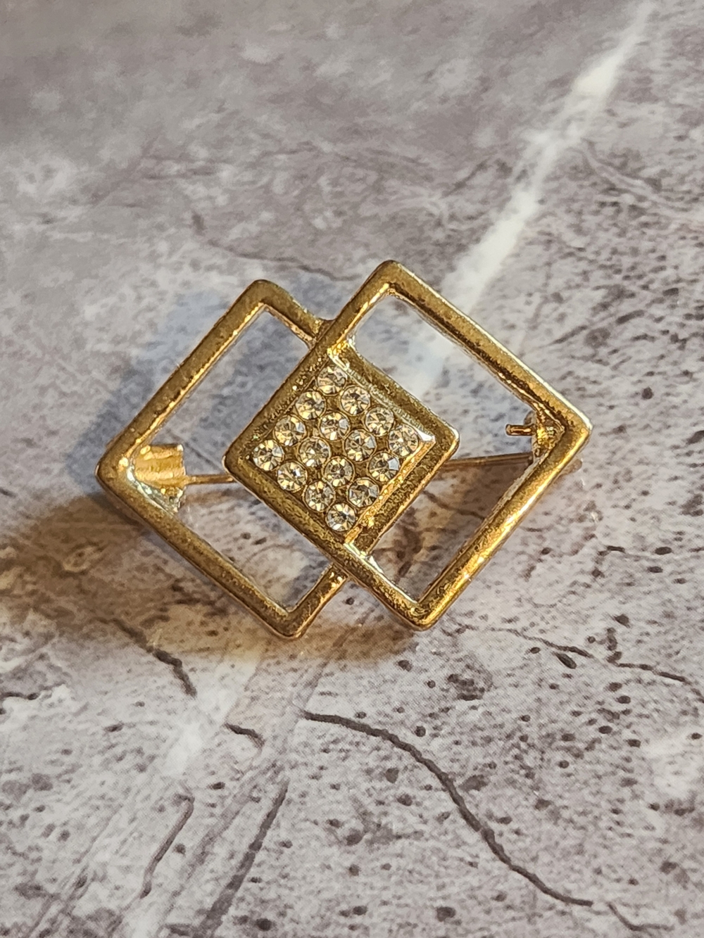 Gold Rhinestone Brooch